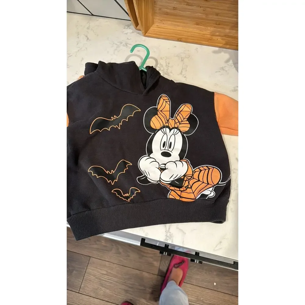 Disney Halloween Minnie Mouse Hoodie with bow and ears on hood-3T